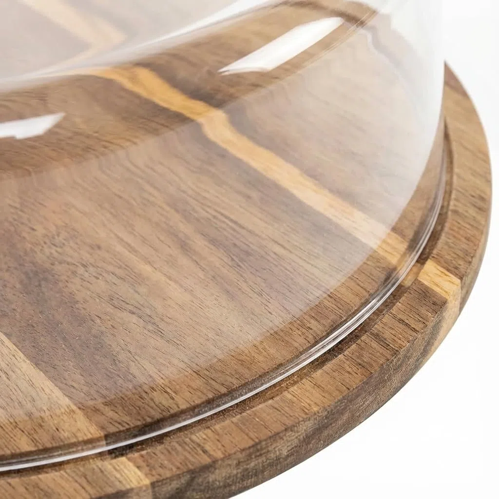 Quesera Redonda de Madera con Tapa 28x28 cm