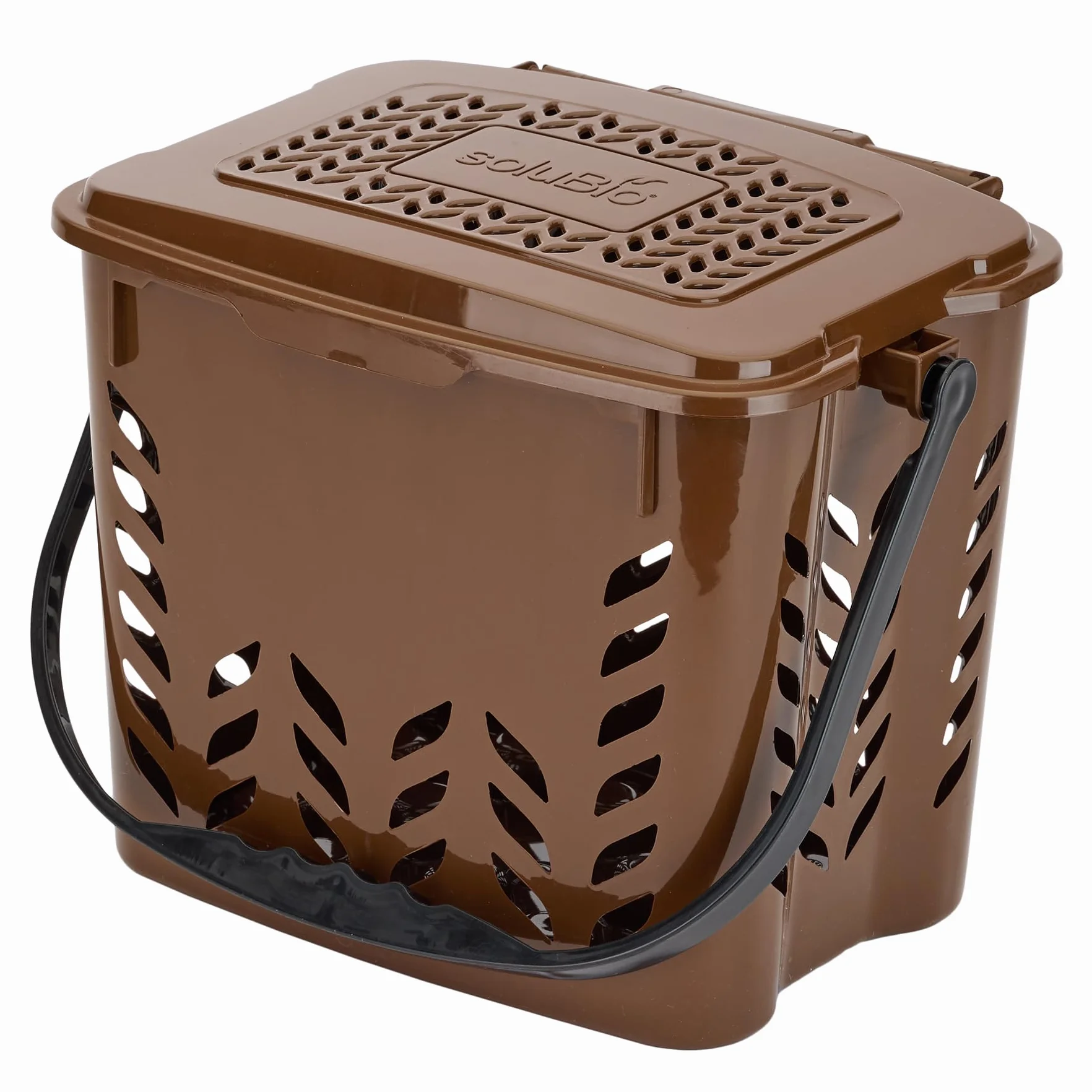 Cubo de Basura de Compost de Cocina 7L para residuos orgánicos – Bio-Seau aireado antiolores, con Tapa, para recolección de residuos orgánicos, Color marrón