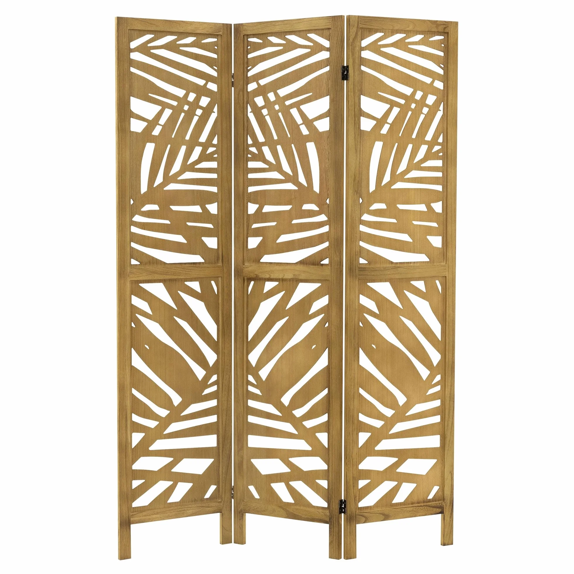 ML-Design Biombo Divisorio de 3 Paneles Modelo Kyoto de Madera Natural 170 x 121 cm, Separador de Ambientes Plegable para Interiores, Mampara Independiente para Vestuarios, Pantalla de Privacidad