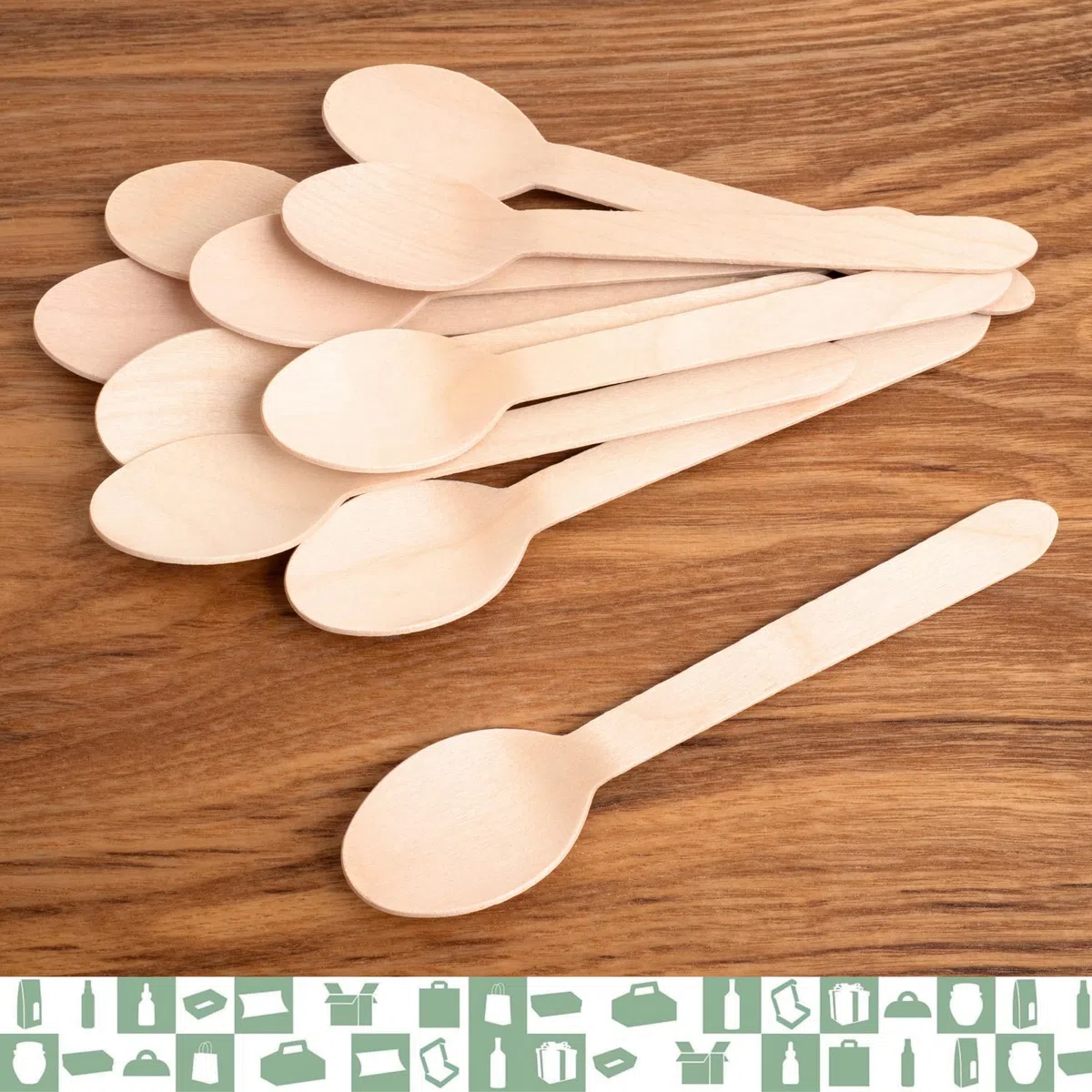 Juego de 200 cucharas desechables de madera, cubiertos desechables, ideales para picnics y eventos