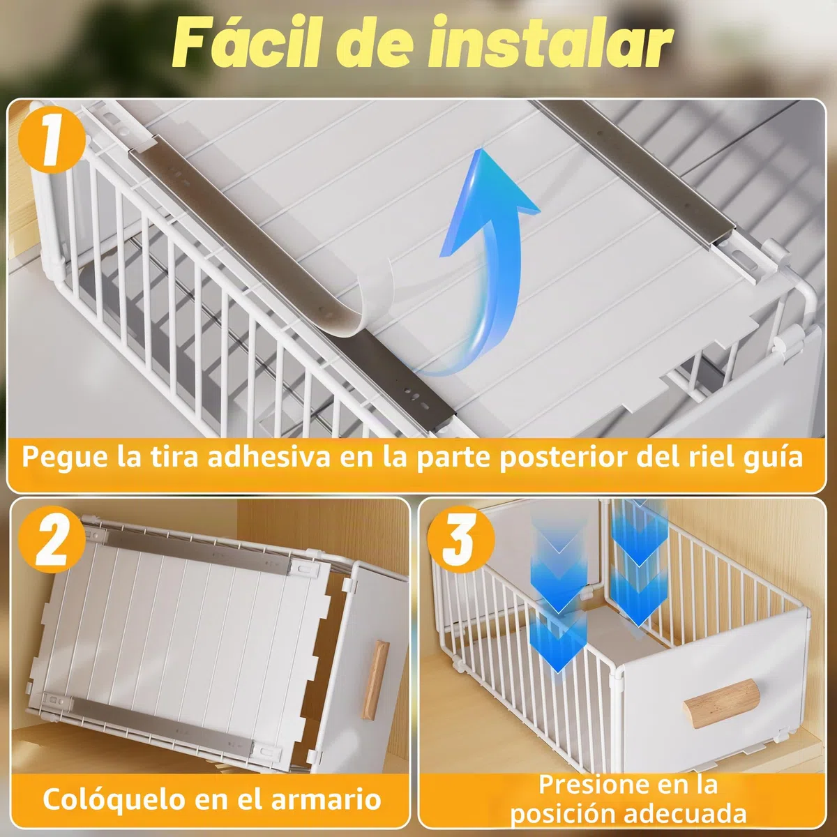 Cajones Extraíbles Para Cocina, Bandeja Deslizante Armario, Organizador Sin Taladrar Ni Clavar