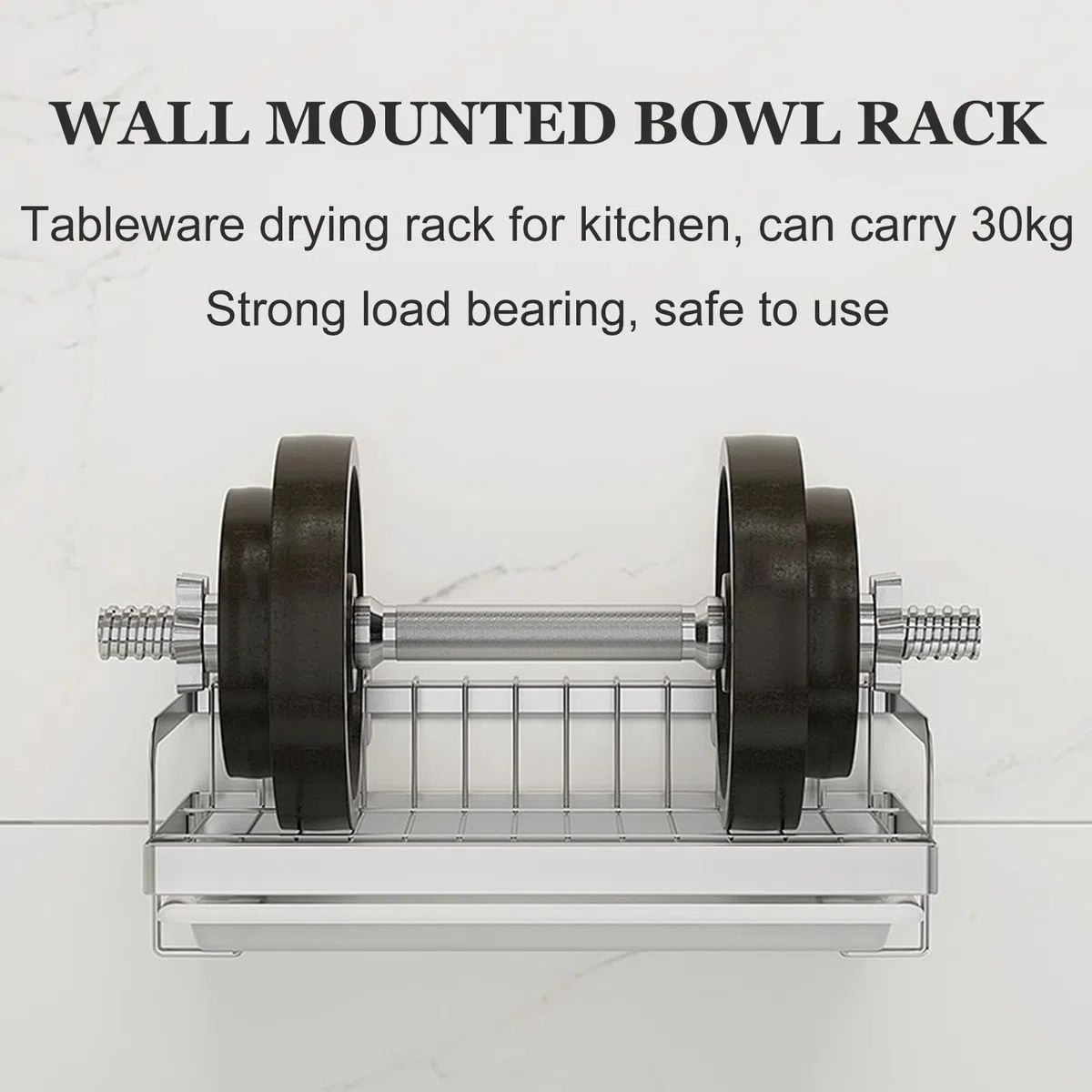 Escurridor de platos de acero inoxidable con soporte para cubiertos de pared y bandeja de drenaje para un almacenamiento y organización eficientes de la cocina