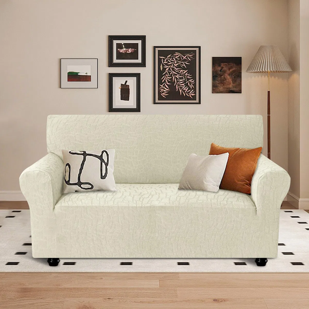 Ystyle Funda Sofa 2 Plazas, Couch Cover Elasticas, Funda para Sofa Antiarañazos Gatos, Forros para Sofas Antideslizante, Protector Sofa Antimanchas Lavable Anti Perros, Beige