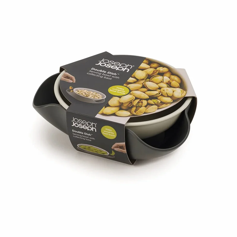 Joseph Joseph Double-Dish Cuenco de Servir con Compartimento para Desechos Alimentarios, Gris