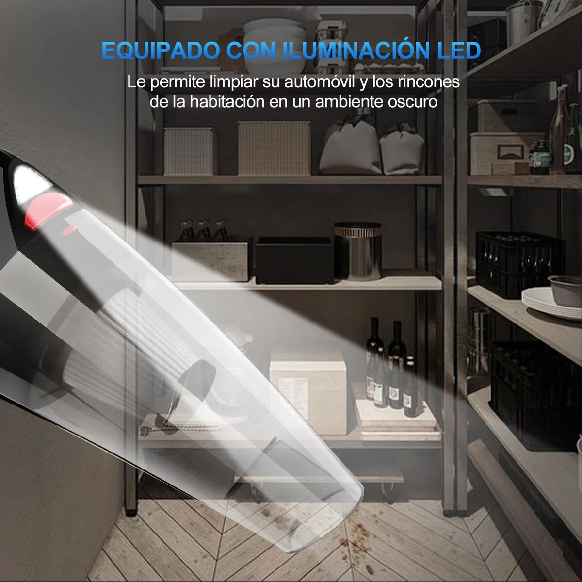 Aspirador de Mano 8500PA 120W Aspiradora Coche Sin Aspirador Potente Carga Rápida HEPA Filtro de Acero Inoxidable con luz LED y Bolsa de Transporte luz LED para Oficina Hogar Cocina Coche