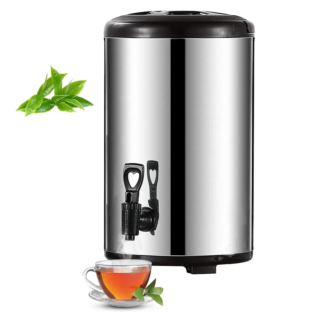 Dispensador de bebidas de acero inoxidable, urna térmica aislada, urna de café y caldera de agua caliente con espiga para bebidas frías y calientes, fiestas, oficina y catering