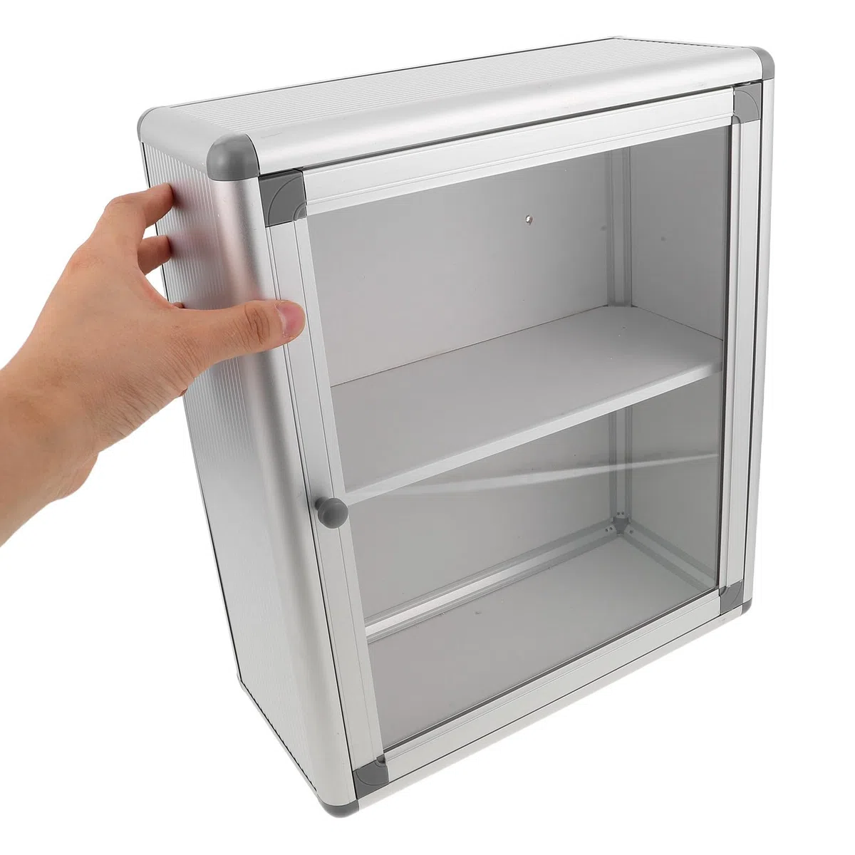 Uonlytech Botiquín Caja de Medicamentos Multifuncional con Ventana Transparente Metálico Plata de Pared para Bancos y Lugares de Alta Afluencia