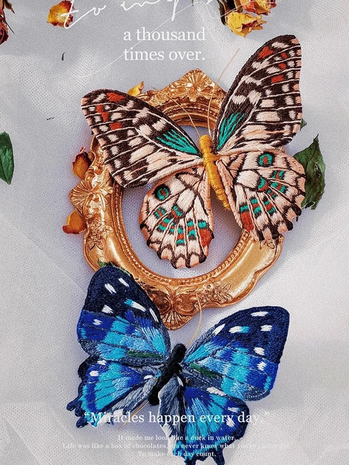 FBHFSUIEF Kit de bordado, kit for principiantes, costura hecho a mano mariposa(Color B)