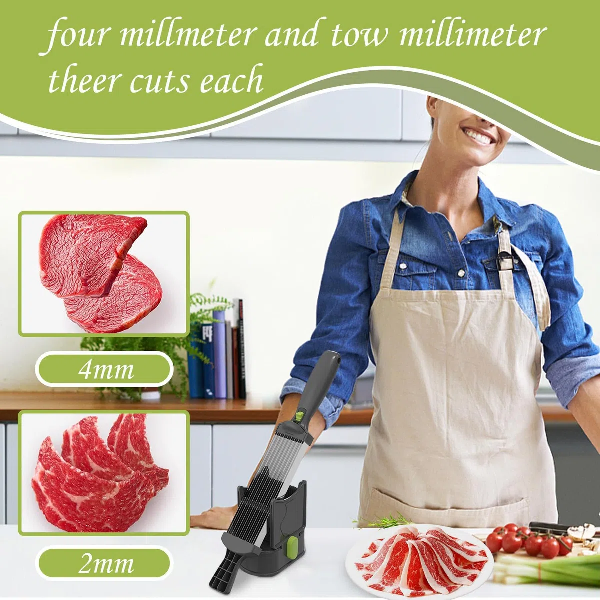 Cortadora Manual De Carne Para El Hogar, Cuchilla De Acero Inoxidable, Grosor Ajustable, Multifunción Para Cortar Carne En Rodajas, Carne Desmenuzada, Carne En Cubitos