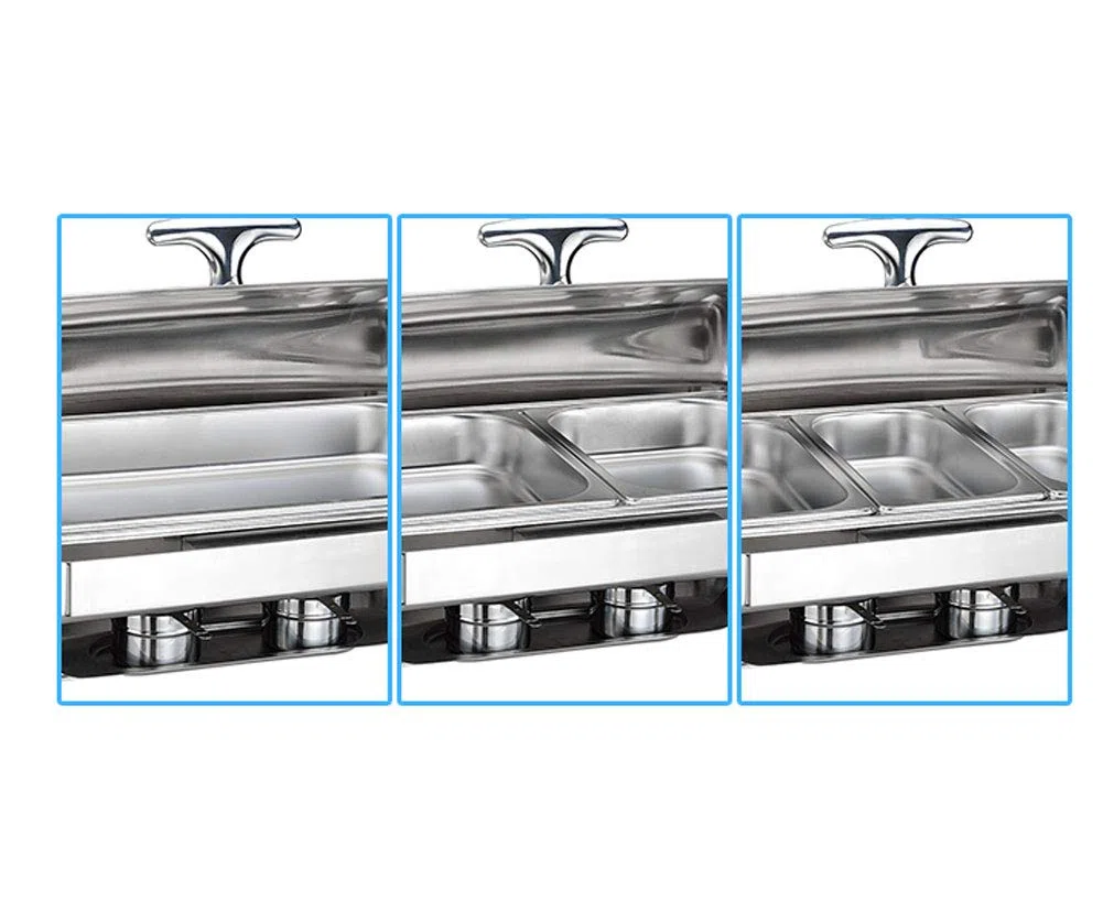Juego de platos de acero inoxidable, calentador de buffet para bodas, fiestas, banquetes, catering, incluye 3 platos para servicio de alimentos y eventos