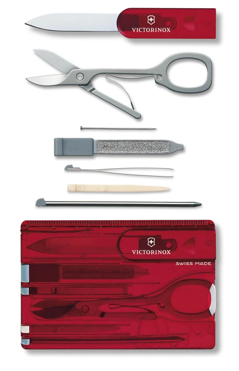 Victorinox Swiss Card Classic, Herramienta de bolsillo Swiss Made, Tamaño Tarjeta de Crédito, 10 Funciones, Bolígrafo, Tijeras