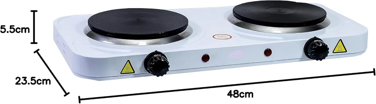 SVE Hornillo eléctrico doble Cocina Eléctrica Portátil 2 Fogones 2000W de Potencia - Protección Sobrecalentamiento - Recubrimiento Antiadherente - Fácil de Utilizar - Placa Inducción Portátil