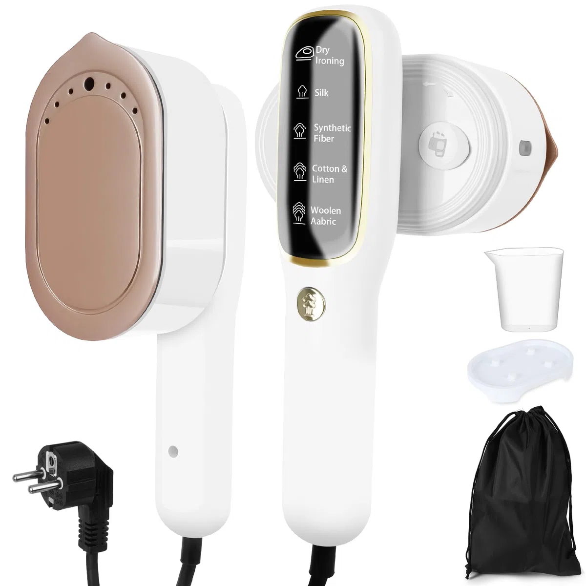Plancha Vertical Vapor, 1200W Steamer Portátil de Mano, 2 en 1 Mini Plancha de Mano con Depósito de Agua de 100 ml, 5 Modos Inteligentes, Calentamiento Rápido en 15 Segundos, para Viajes y Hogar