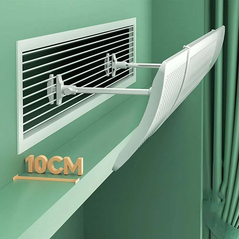 Deflector de flujo para aire acondicionado, escudo deflector de unidad dividida, deflector de aire central antisoplado directo con ala ajustable para pared de CA (básico sin filtro-S)