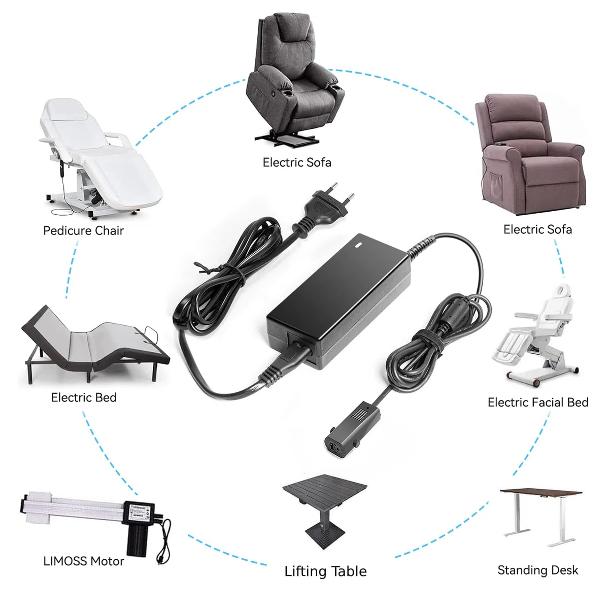 KFD Transformador Sillon Relax Cable Adaptador CA/CC Eléctrico para Kaidi KDDY008f Cargador de Alimentación 29V 2A Enchufe Motor Reclinable 2 Pines Power Recliner Sofa Lift Chair OKIN HXY-270V2220A