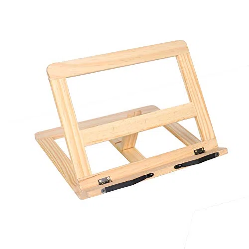 Soporte de madera ajustable para libros de lectura, soporte para libros de cocina, soporte de documentos, con punta de madera