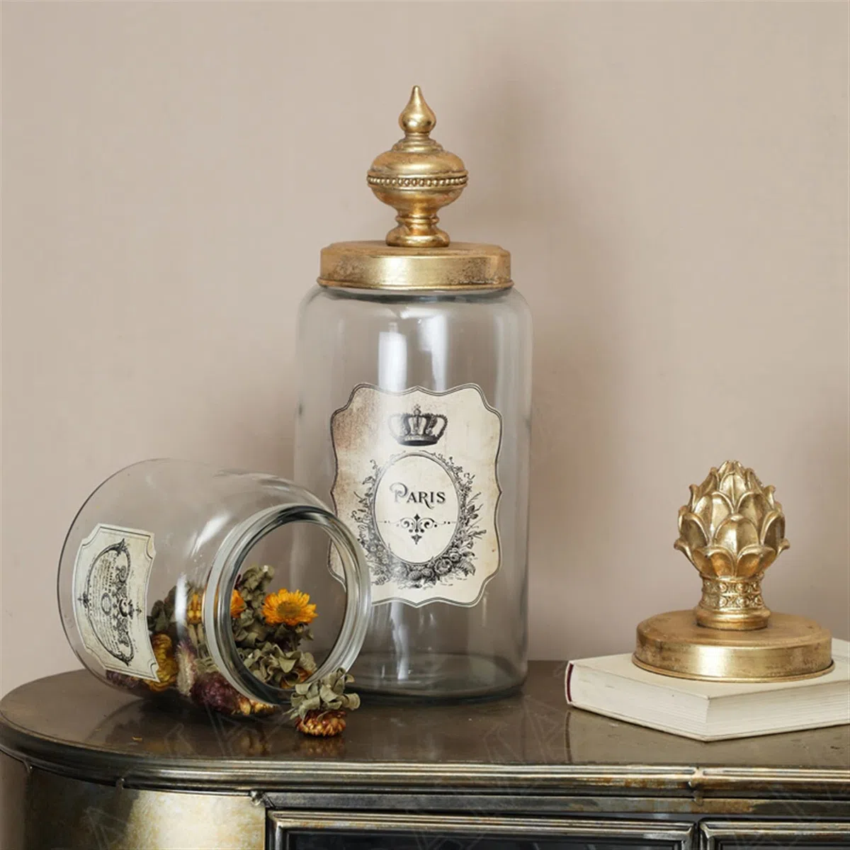 Botes para Alimentos Frascos de vidrio americano con sello de tapa Dispensador de cereales retro decorativo caramelo bocadillos Tanque de almacenamiento Decoración del hogar adornos de decoración Bote