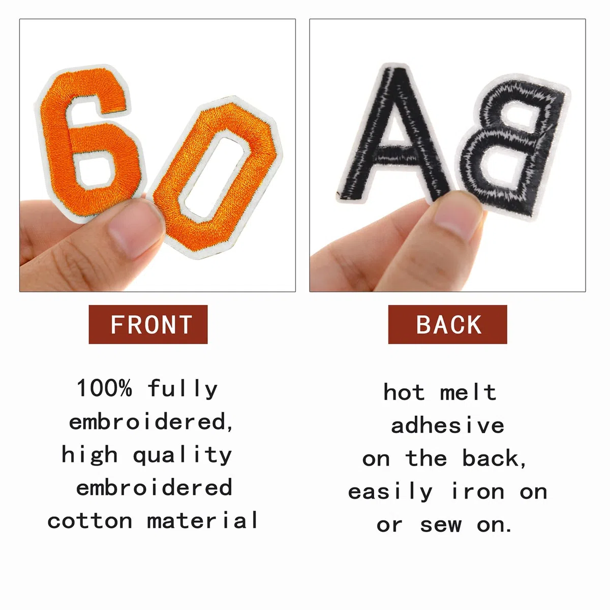 Parches de números de hierro, 40 piezas, parches de números bordados con números del 0 al 9 para accesorios de bricolaje, sombreros, camisas, jeans, calcetines, bolsos, vestidos (rojo)