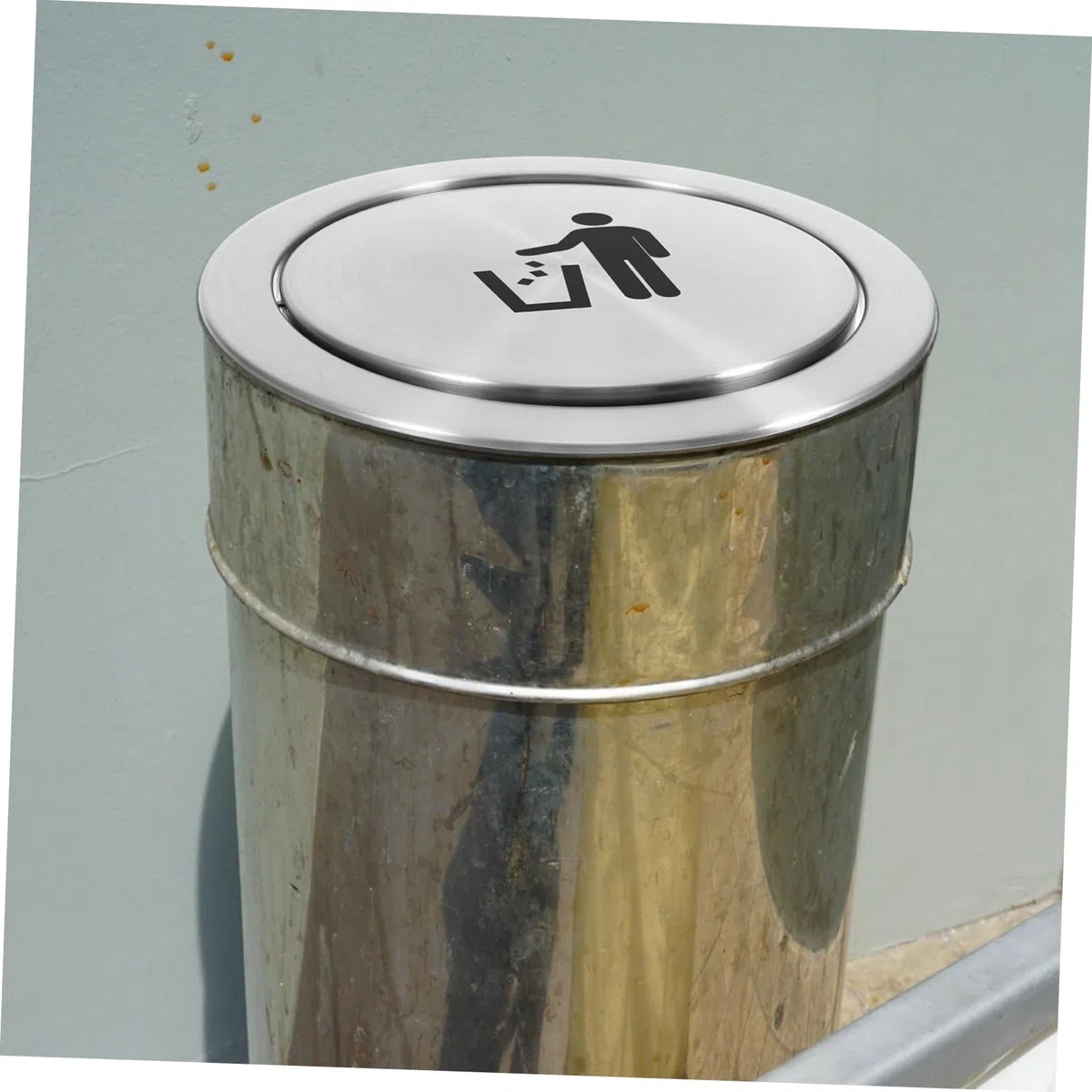 Tapa deslizante de basura, encimeras integradas, tapa de cubo de basura, tapa de equilibrio, tapa de bisagra, acero inoxidable, basura, basura, muelle plateado