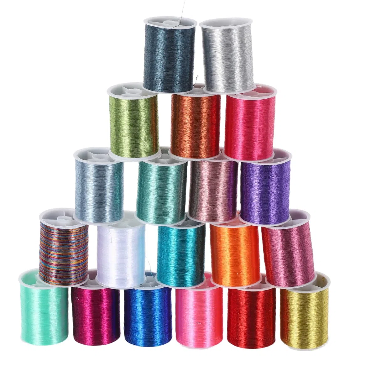 Healifty Juego De Hilos De Bordar Metálicos 20 Bobinas Multicolor Para Punto De Cruz Manualidades Y Costura En Casa 1.77X1.37X1.37In