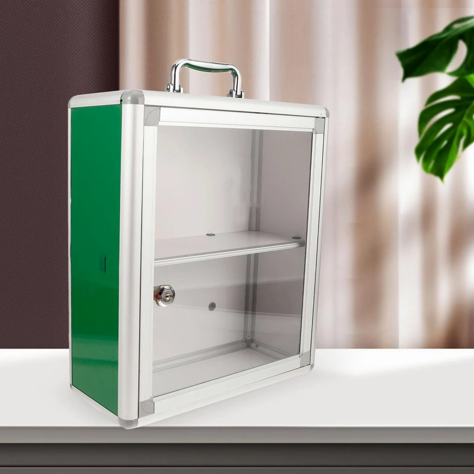 DOITOOL Gabinete Puerta Transparente de Primeros Auxilios Montado en Pared Gran Capacidad y para Almacenamiento y Organización Hogar y Casilleros