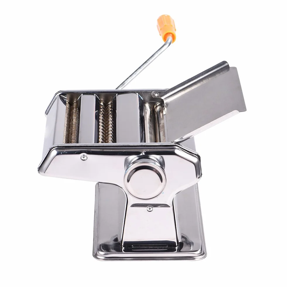 Walfront Máquina para Hacer Pasta Máquina para Hacer Fideos Manual de Acero Inoxidable con 2 Anchos de Hoja Ajustables 2,5 Mm y 4,5 Mm Manivela Extraíble Base Antideslizante para los Amantes de la