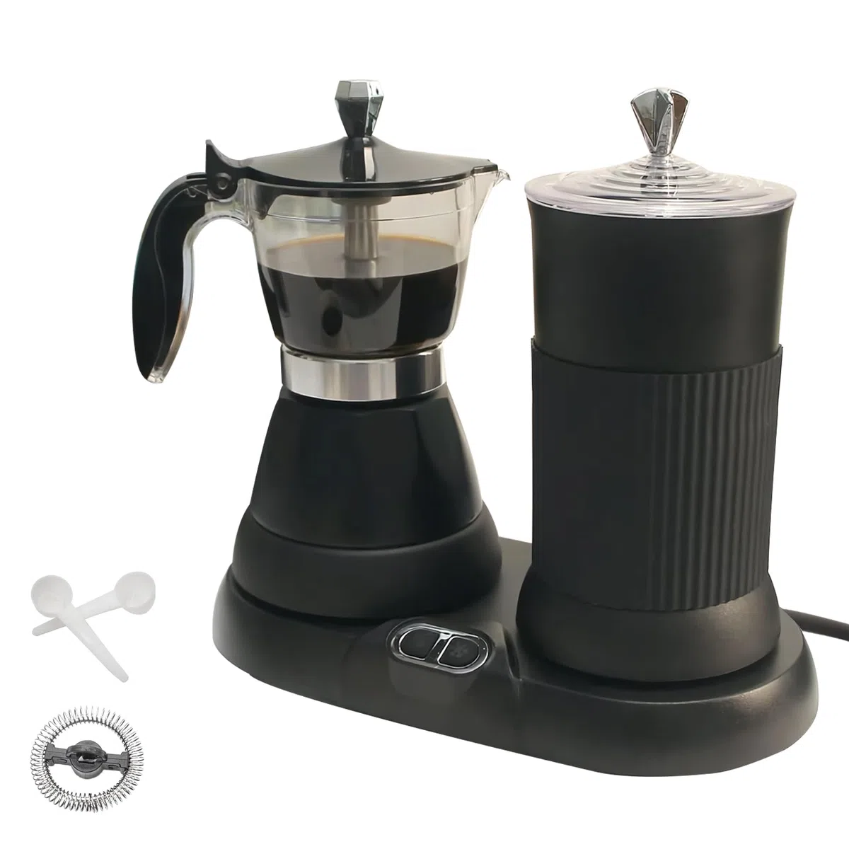 Cafetera espresso con espumador de leche y vaporizador (negro)