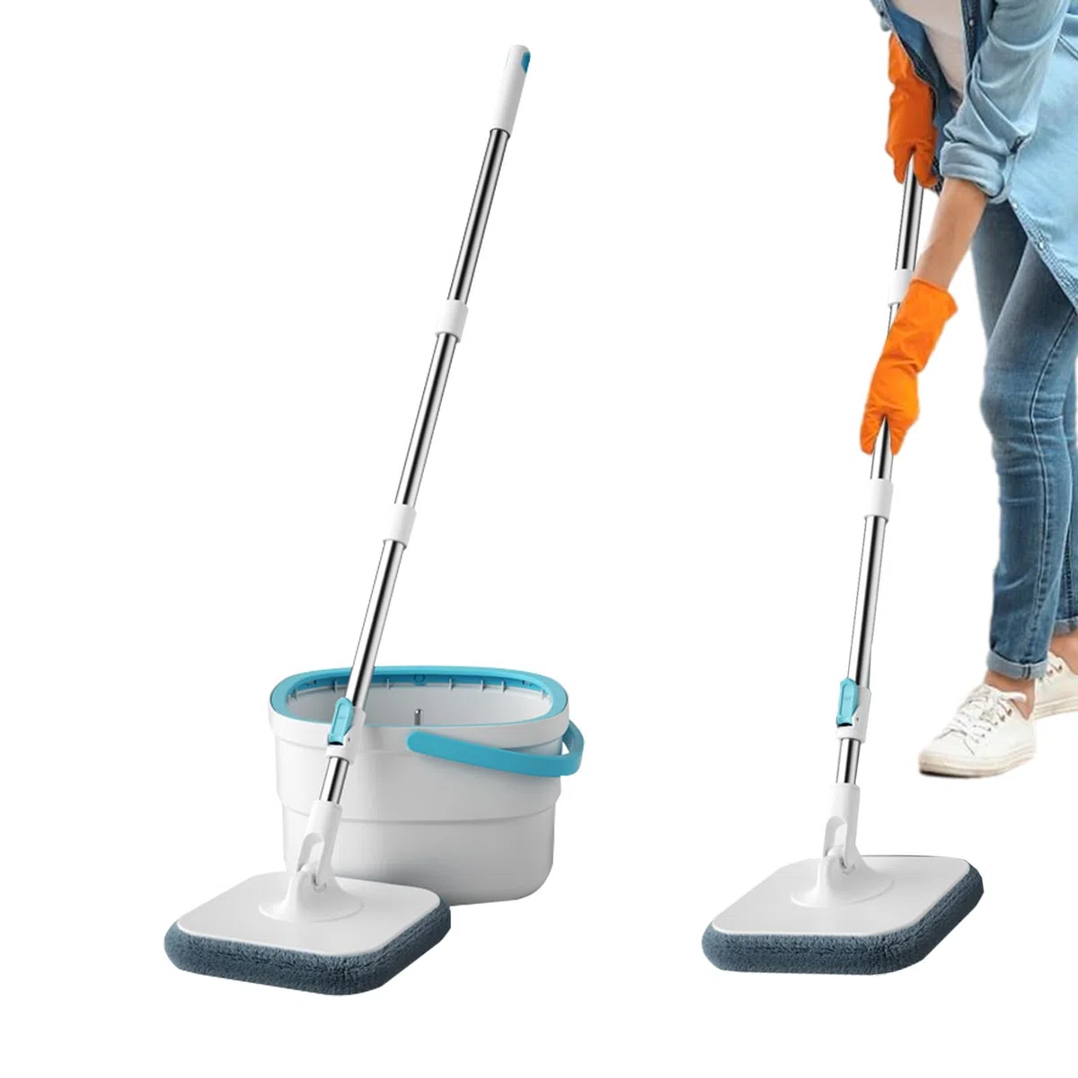 Juego de Fregona de Suelos y Cubo Utensilios De Limpieza Del Hogar Para | Juego De Fregona Cubo Y Escurridor Para Dormitorio, Comedor, Cocina, Baño, Estudio Y Para Suelos De Madera Dura