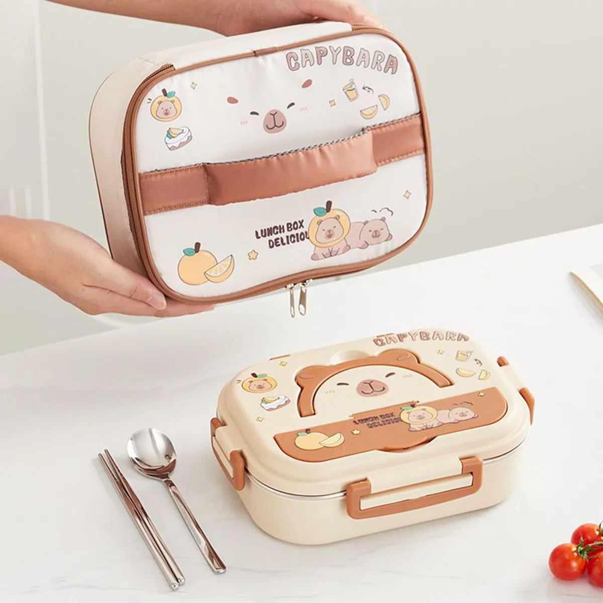 Fiambrera de acero inoxidable para niños, 3 compartimentos, cajas de almacenamiento de acero inoxidable para alimentos, fiambrera para niños pequeños, para oficina, pícnic, escuela, viajes al