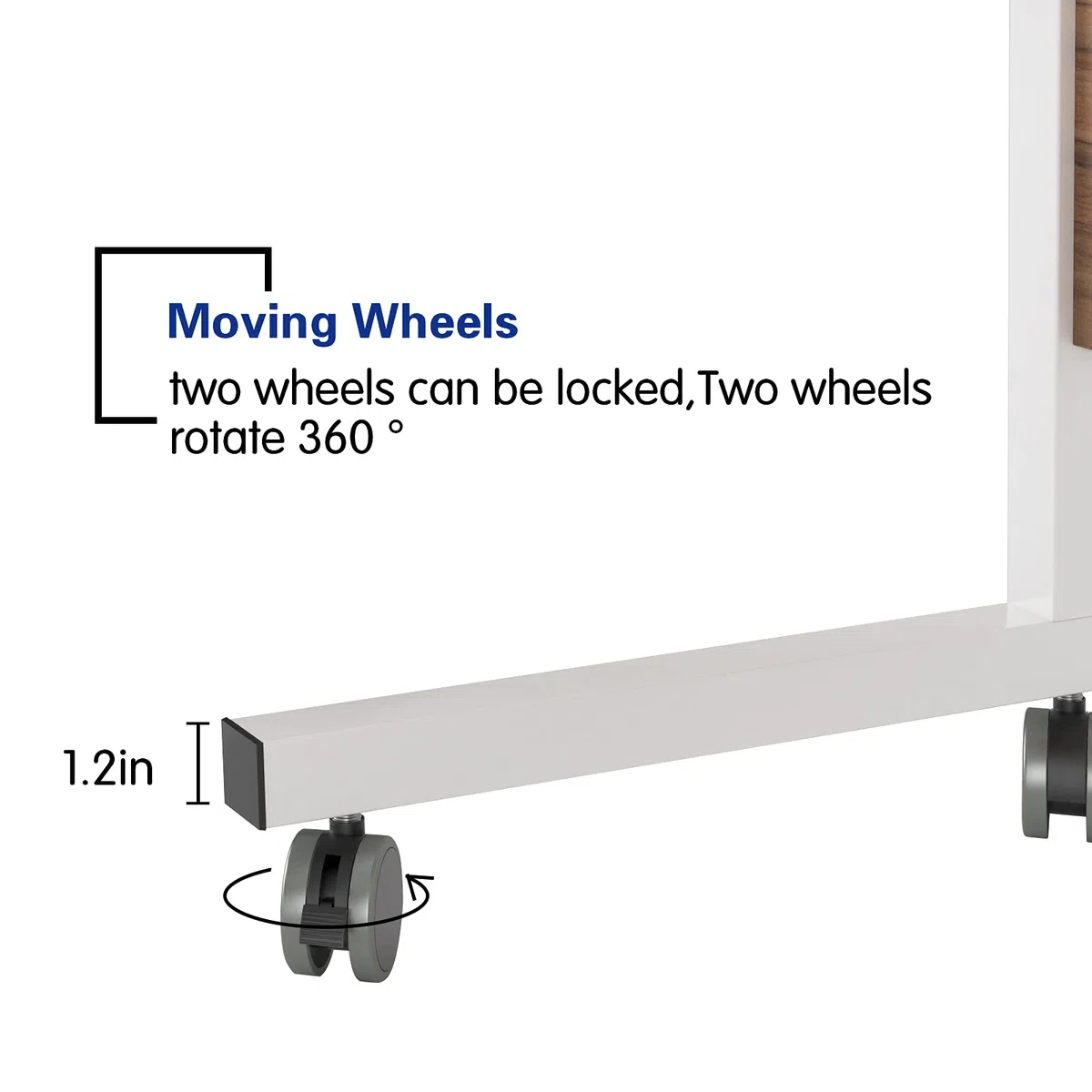 SDHYL Mesa Auxiliar Portátil Movible con Ruedas Escritorio Pequeño de Altura Ajustable Soporte para Portátil para Sofa Cama Mesa para PC para Estudio, Puesto de Trabajo + Ranura para Tableta Roble