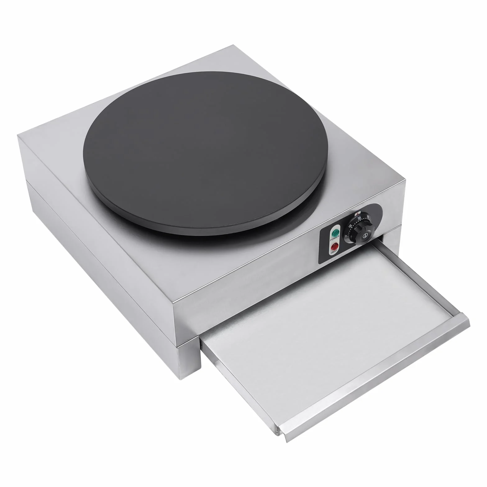 Crepera Electrica 3000W Máquina Comercial Para Hacer Crepes 50-300℃ Temperatura Ajustable Máquina de Crepé 40cm Bandeja con Indicadores Pies Antideslizantes Espátula de Madera