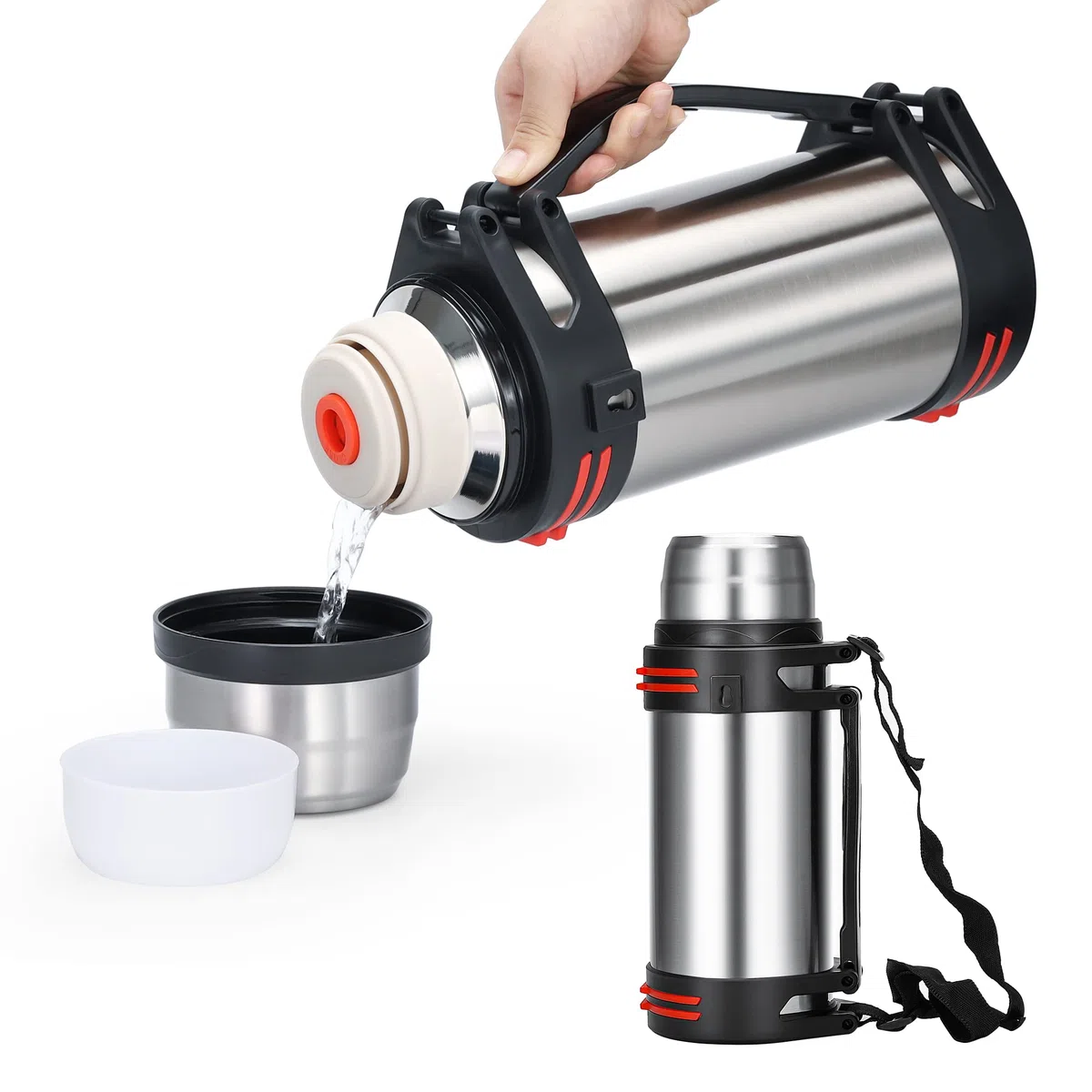Termos de café grandes 3L, termo de acero inoxidable para viajes