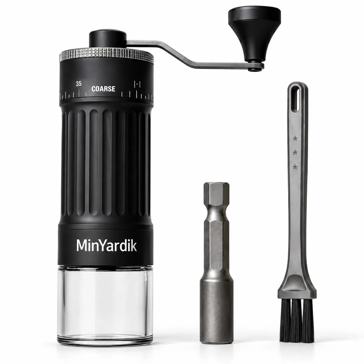 Molinillo de Café Manual 2 en 1 con Adaptador para Atornillador, 40 Ajustes de Molienda, Muelas Cónicas de Cerámica, Portátil para Espresso, Moka, Filtro y Prensa Francesa