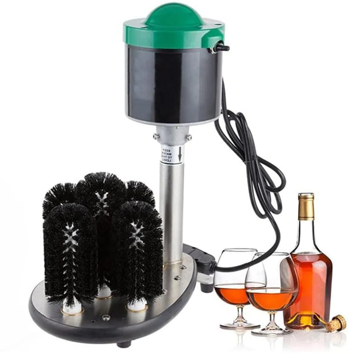 Cepillo eléctrico de limpieza de vasos de vidrio, arandela de 5 cabezales para bar y uso doméstico, limpia 200-600 tazas/hora, ideal para copas de vino y cerveza, herramienta eficiente para fregadero