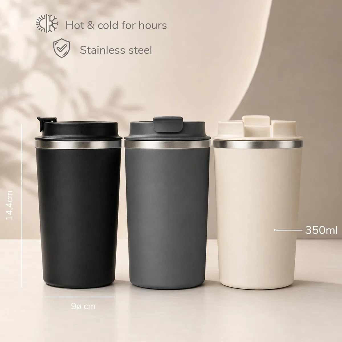 Wanapix | Termo Café Personalizado 350 ml| Vaso Térmico Negro Acero