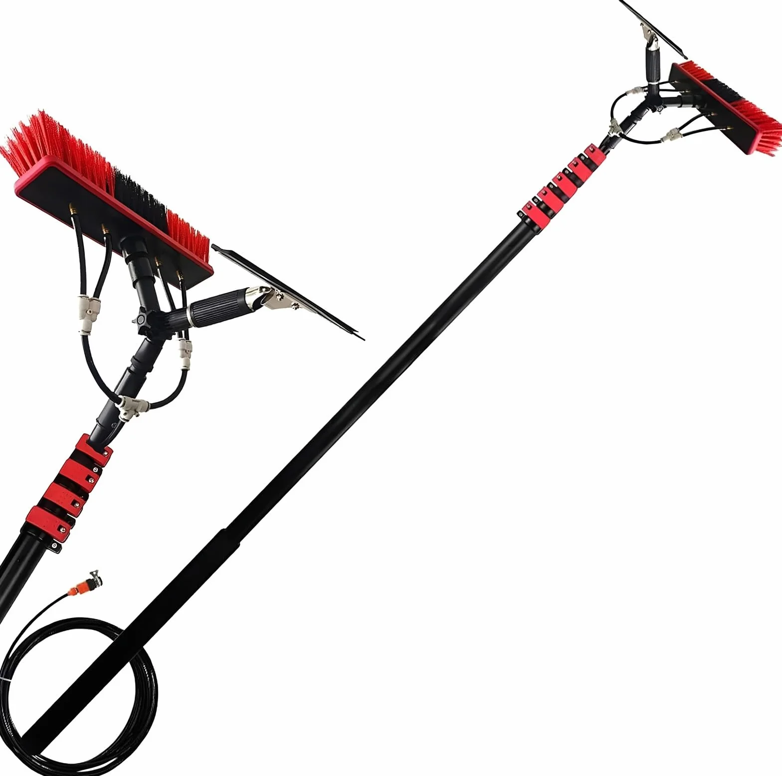 Teles - Kit de limpieza de ventanas de 19 pies, cepillo de canalón de 35 cm, herramienta de limpieza para uso doméstico y exterior