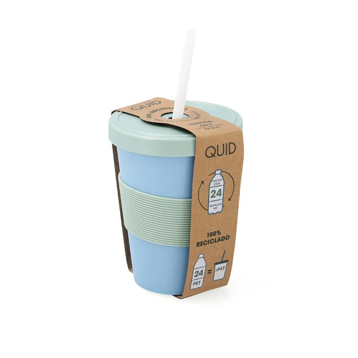Quid Inspira Vaso Alto Con Tapa Rpet 480ml, 9x12cm