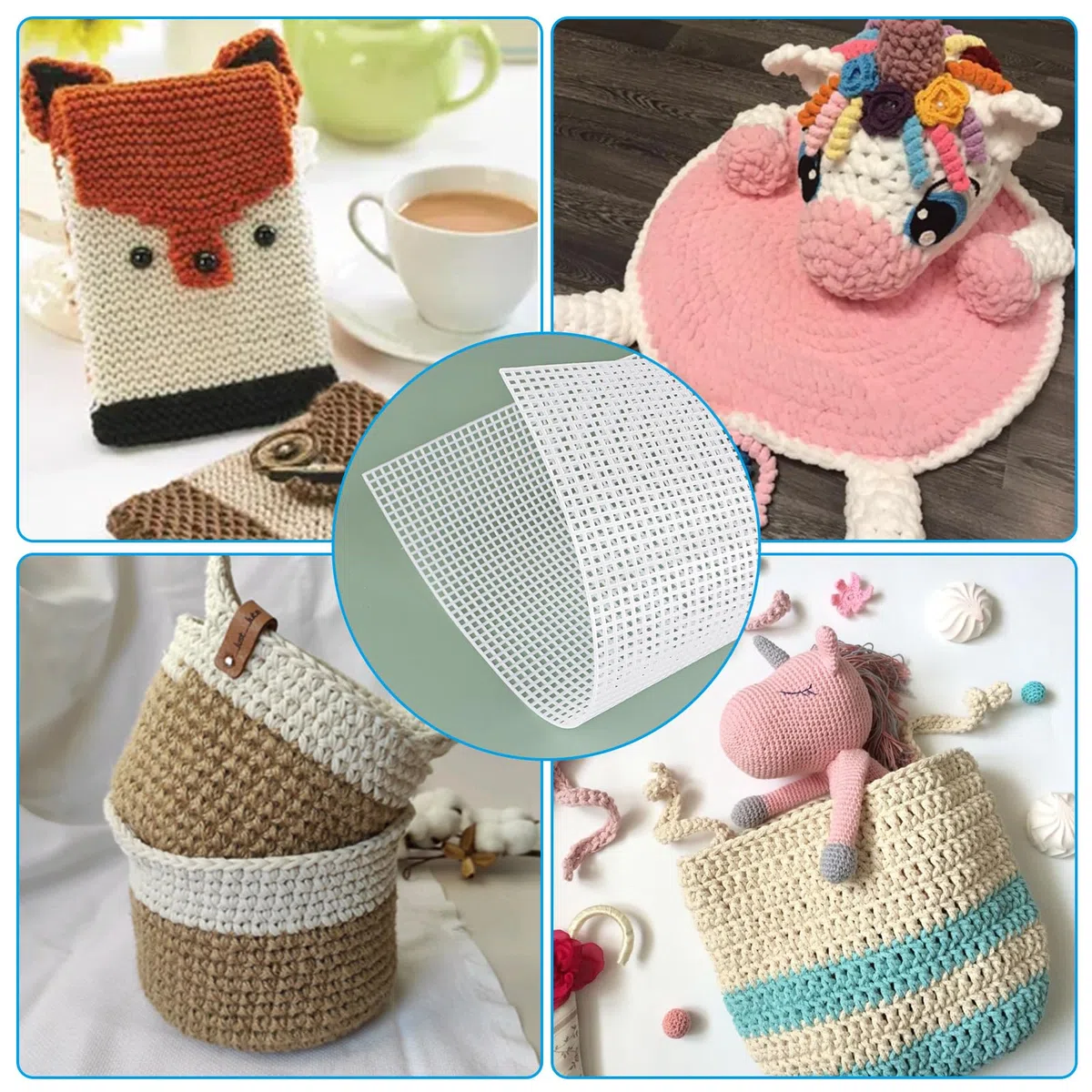 SHUESS 15 hojas de plástico de lona, rejilla de plástico de plástico para punto de cruz, malla de lona de punto de cruz, rejilla de plástico, accesorios para manualidades y proyectos de costura, color
