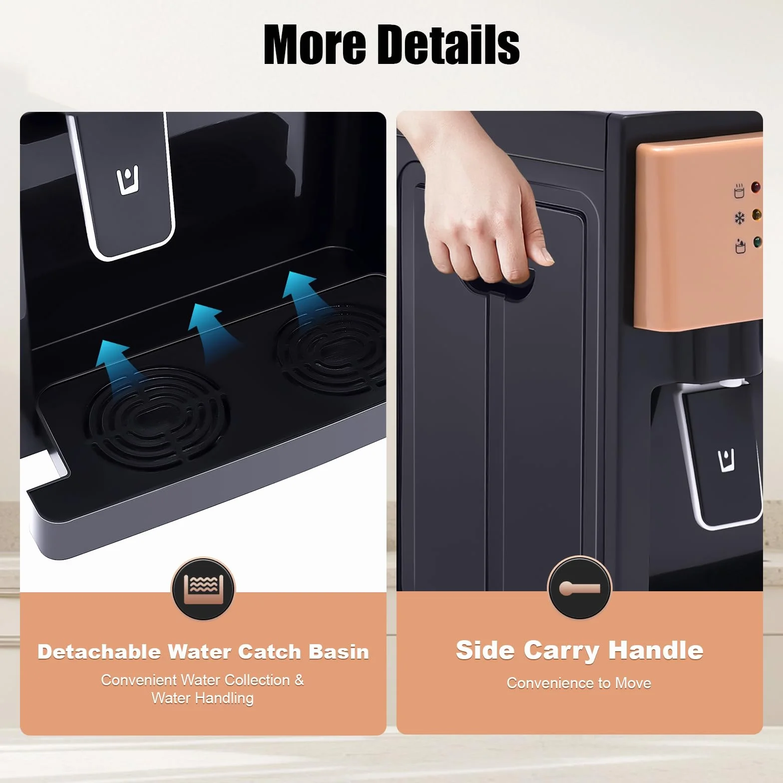 Dispensador de Agua Eléctrico, Dispensador de Agua Caliente y Fría, para Cubos de 3.5 a 18.9 L, 550 W, Calentamiento Rápido, para Oficina, Mesitas de Noche, Mesas de Café