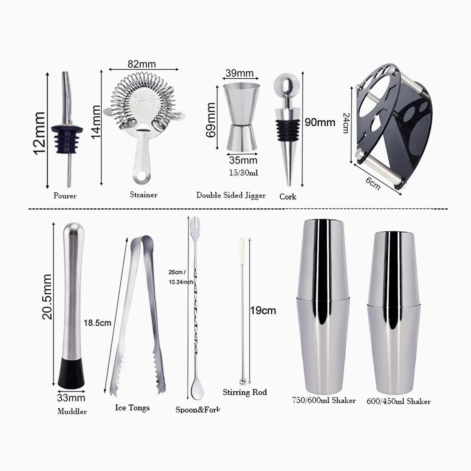 Liudan Coctelera para Cócteles Coctel Shaker Set Boston Bartender Kit con Soporte Acero Inoxidable Cóctel Coctelero Profesional Home Bar Herramientas Beber Fiesta Accesorios Juego de cóctel