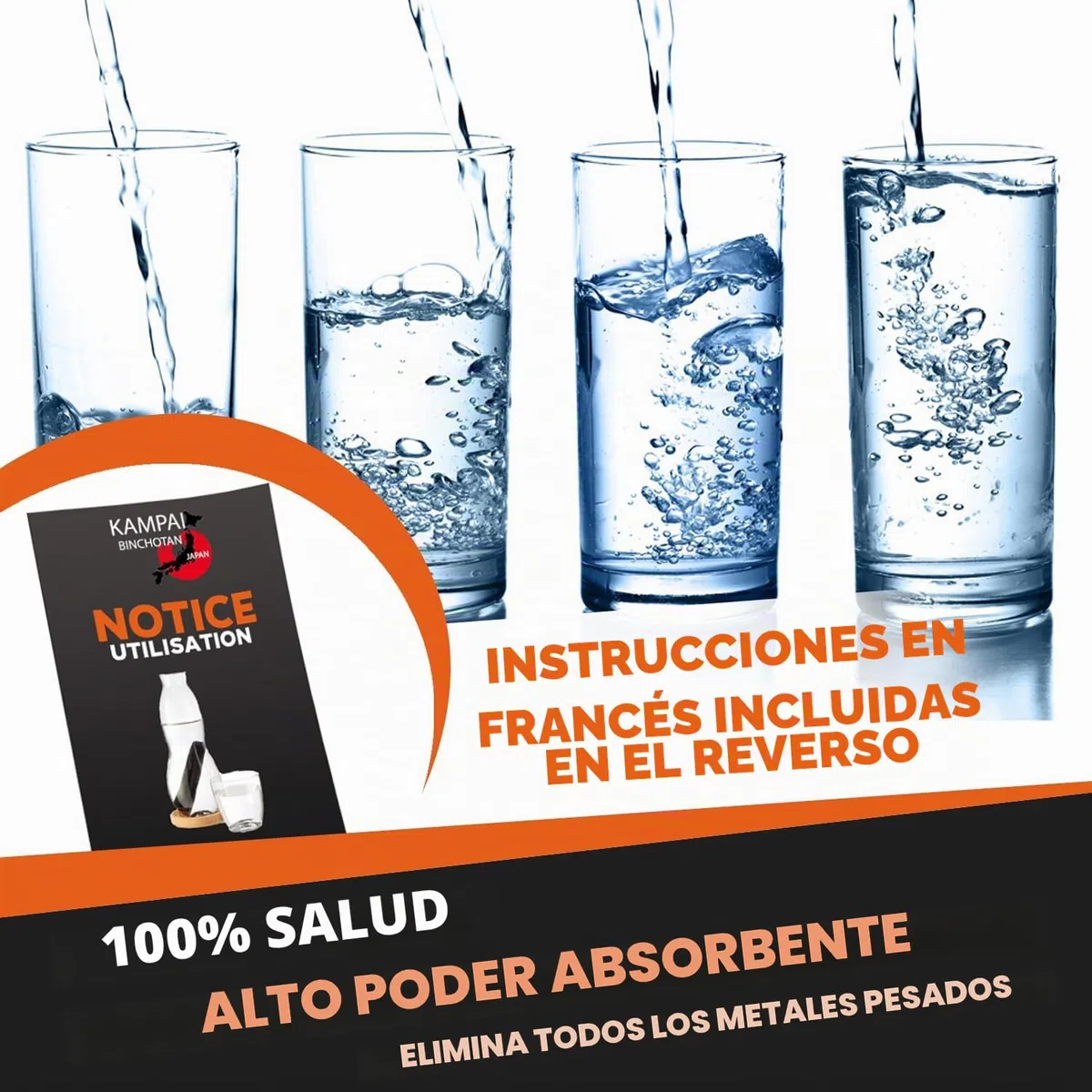 Carbón activo agua x4 Bastón Binchotan de Gran Calibre - Filtro de Agua Purificador de Carbón Activo de Madera Vegetal Orgánica - Recarga para Jarra Filtrante, Purificador de Agua de Grifo, Botella