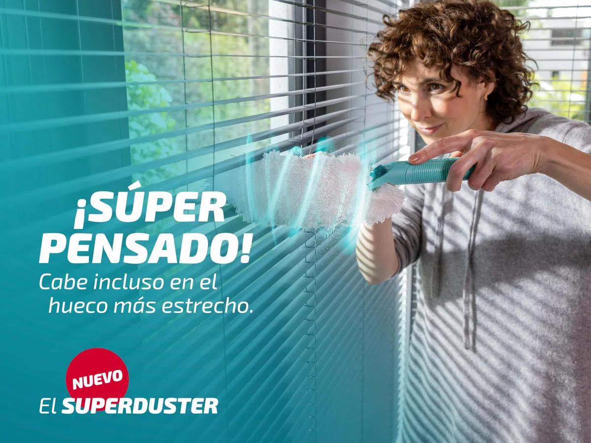 Leifheit SUPERDUSTER con Funda de Repuesto, Plumero Largo Extensible, Lavable a 40º, Tejido de Microfibra, Compatible con el Click System de Leifheit, Lavar no Tirar