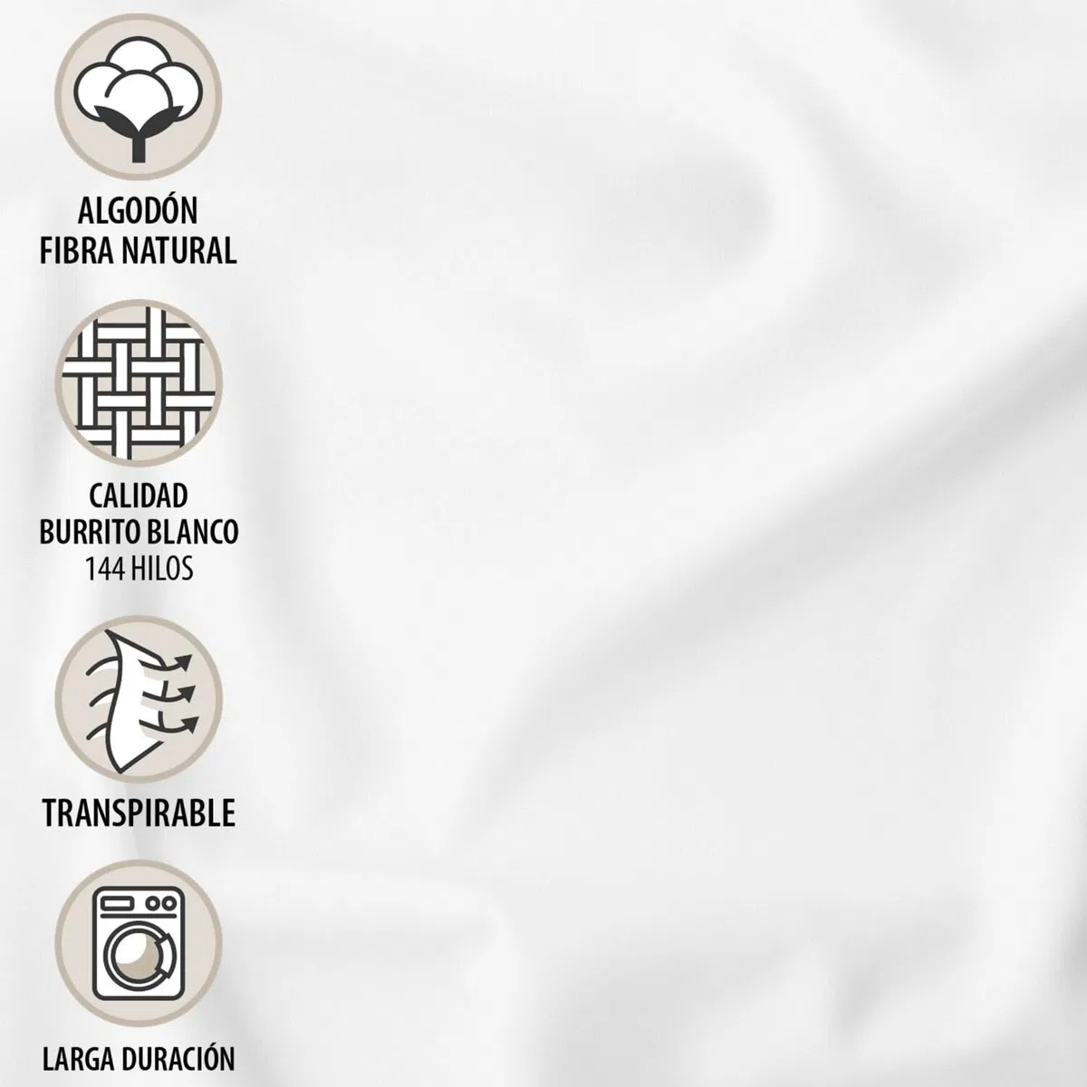 Burrito Blanco Juegos de sábanas hostelería, algodón T12