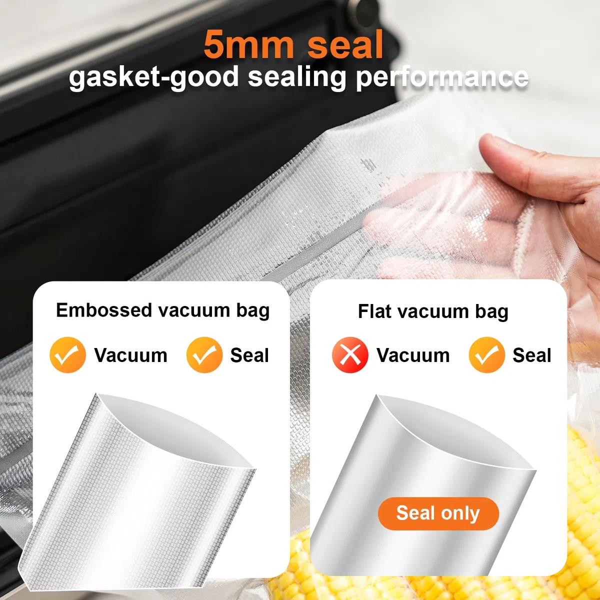 Wevac Maquina Vacio Alimentos Profesional, Potencia de Succión de 16 Litros/min, Costura de 30 cm, Fuerza de Vacío Regulable, Sellador al Vacío de Acero Inoxidable con Depósito de Líquidos
