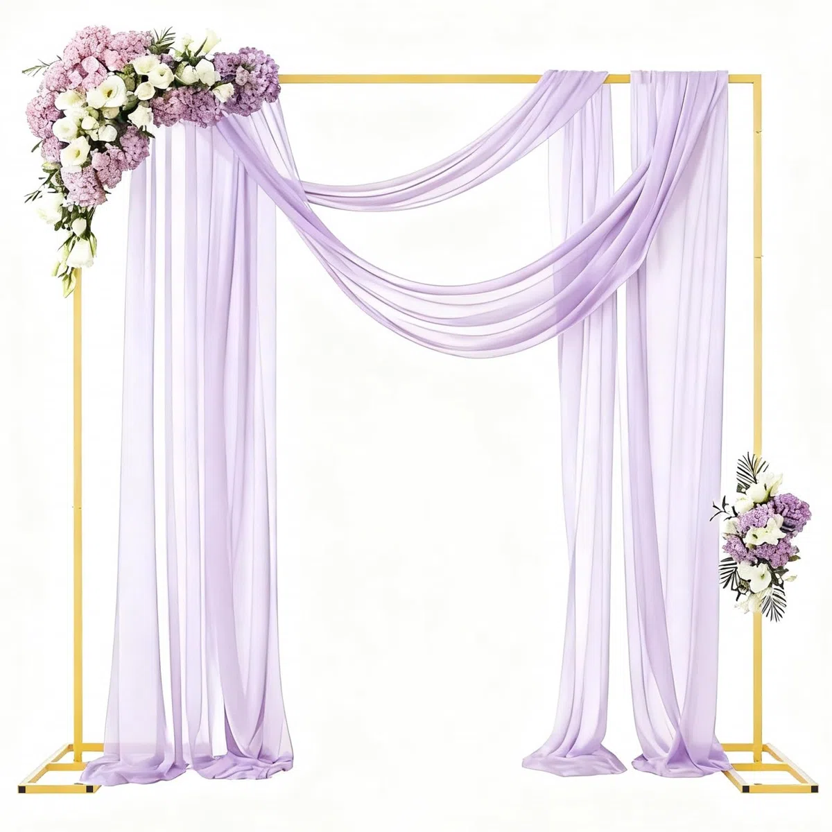 Arco de Boda 2m x 2m de Metal Dorado - Soporte de Fondo Cuadrado para Ceremonia de Boda, Rincón de Fotos, Graduación, Cumpleaños y Decoración de Fiestas