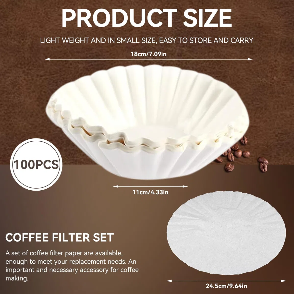 Reemplazo de filtros de papel de café desechables, juego de filtros de café desechables Cesta Accesorio de reemplazo de papel de filtro de café para cafetera(100)