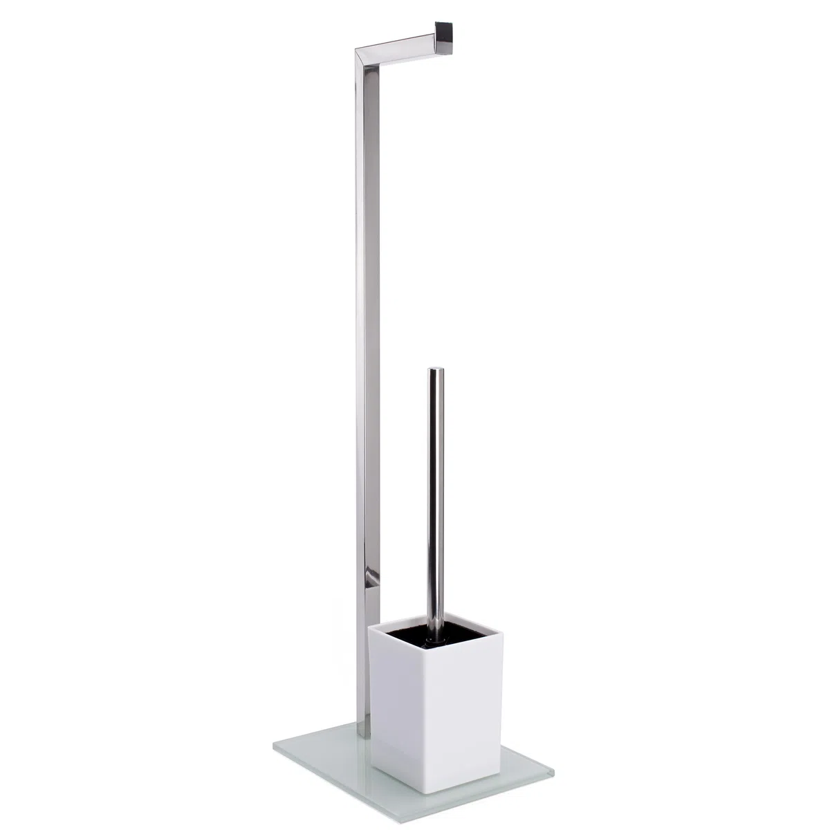 MSV Juego de Pie WC, Acero Inoxidable, Blanco, 70,5x22x18 cm