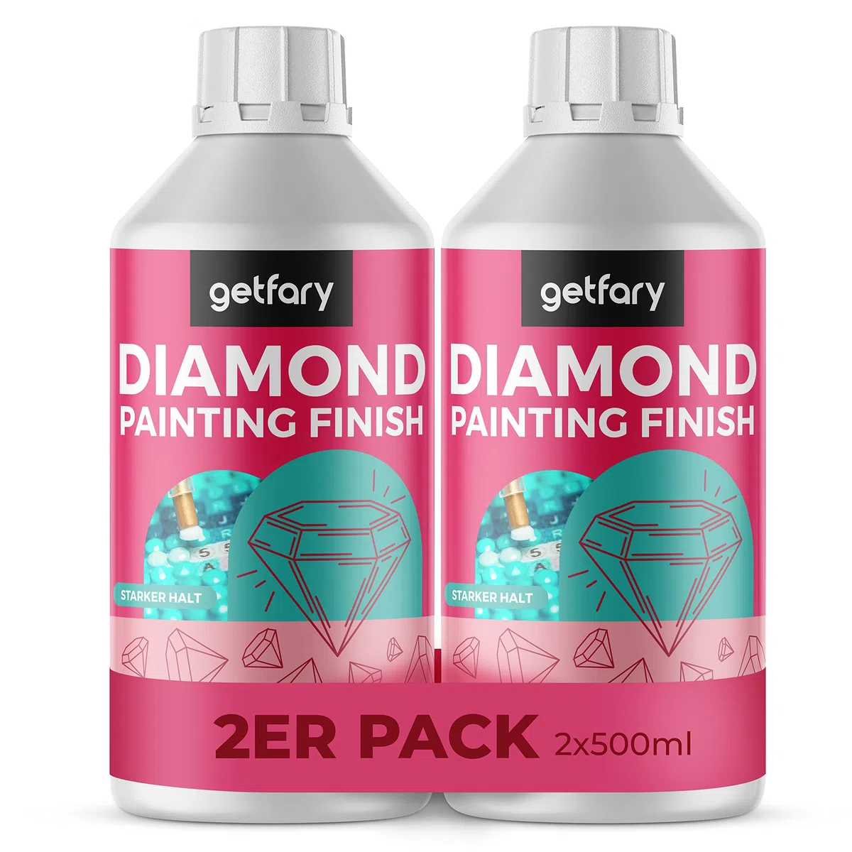Diamond Painting Finish 2 x 500 ml – Sellador de pintura de diamante transparente para hasta 32 imágenes (50 x 50 cm)