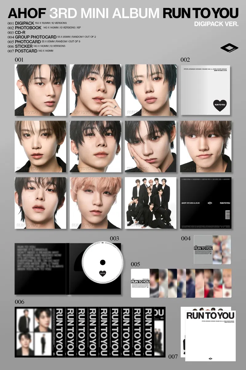 (Juego de 3 versiones: 1 libro de fotos + 1 Digipack + 1 QR) AHOF RUN TO YOU 3er mini álbum con seguimiento