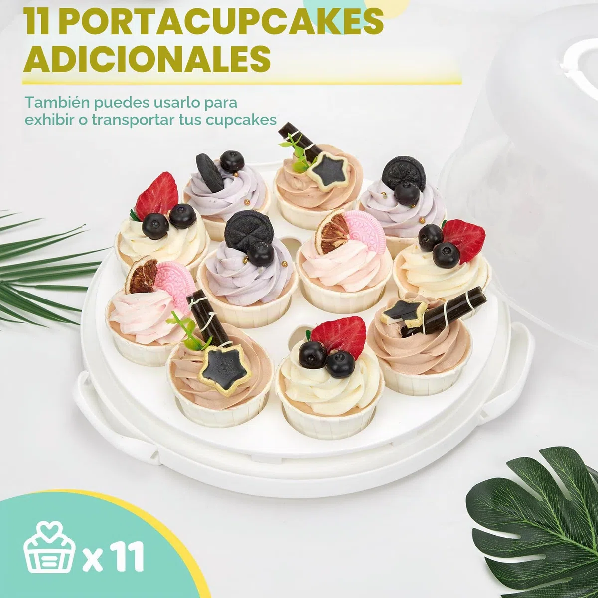 Ohuhu Porta Tartas, Cajas para Tartas con Tapa para 10 pulgadas, Portátil con Base de Dos Lados para Transportar Tartas y Frutas, Gran Regalo para Mujeres